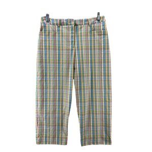 Vintage Tehama Capri Pant Size 10 Nancy Hailey Pastel Plaid 3 Pocket 32 x 23